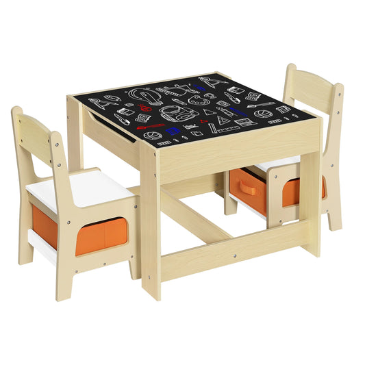 Table en bois avec 2 chaises – Ensemble mobilier enfant pour activités et jeux