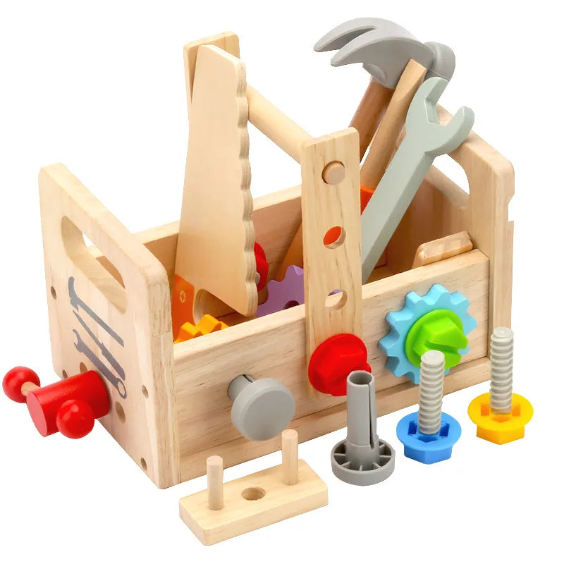 Boîte à outils en bois – Jeu de bricolage Montessori éducatif