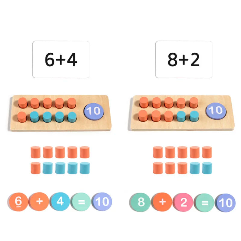 Jouet Montessori évolutif – Jeu de calcul en bois avec additions et soustractions