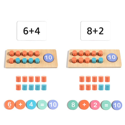 Jouet Montessori évolutif – Jeu de calcul en bois avec additions et soustractions