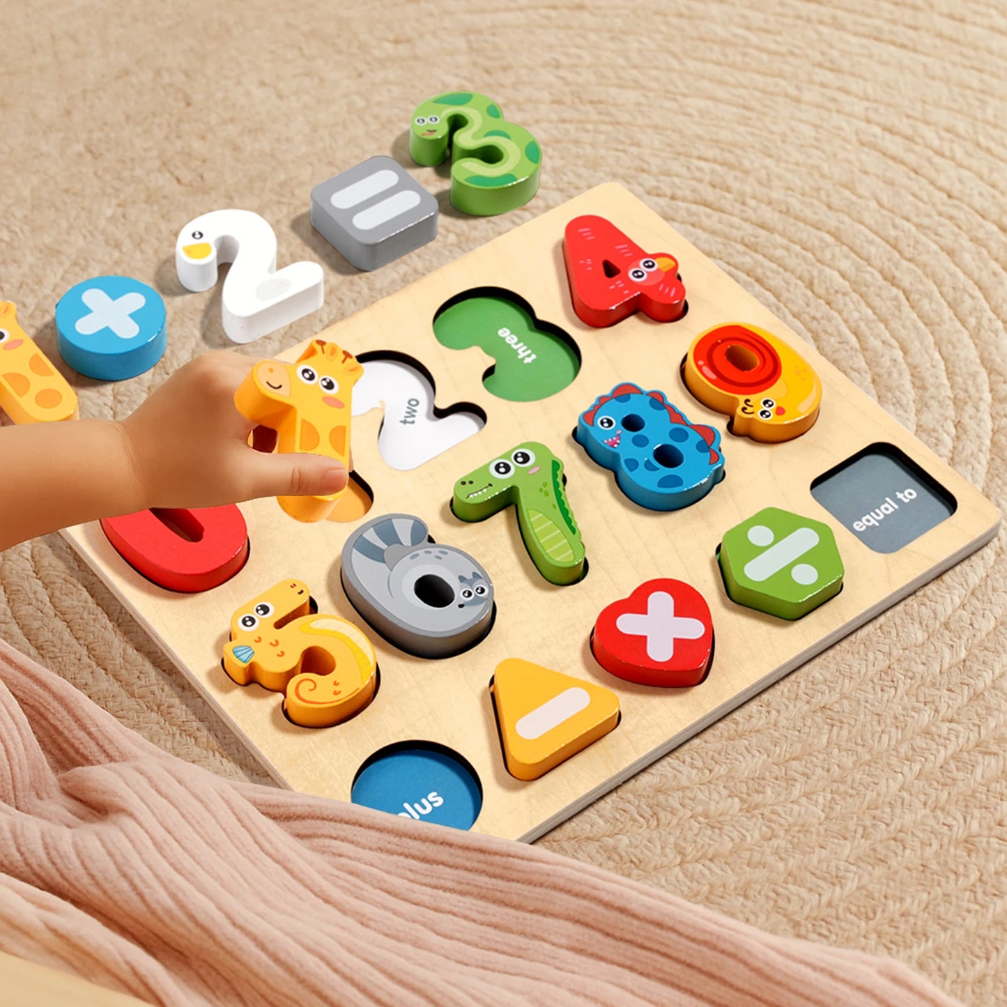 Puzzle alphabet et chiffres en bois – Jeu éducatif Montessori évolutif