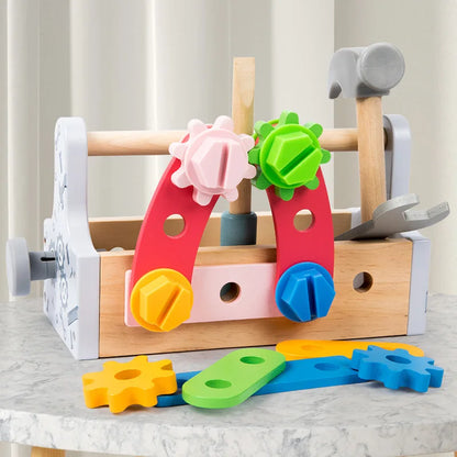 Boîte à Outils en Bois Montessori – Jeu de Construction et Bricolage pour Enfants