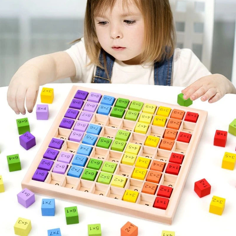Plateau de multiplication en bois – Jeu éducatif Montessori évolutif