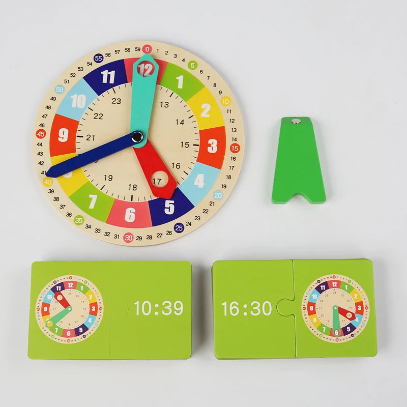 Horloge éducative en bois – Jeu Montessori pour apprendre l’heure