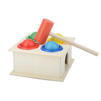 Jeu éducatif évolutif en bois – Boîte à marteau et balles Montessori