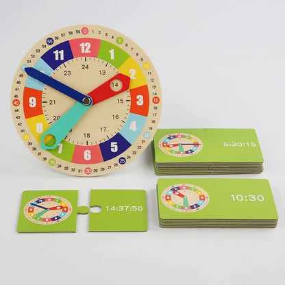 Horloge éducative en bois – Jeu Montessori pour apprendre l’heure