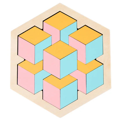 Jouet Montessori évolutif – Puzzle géométrique en bois 3D et jeu éducatif de formes