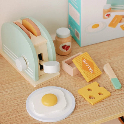 Grille-Pain en Bois Montessori avec Set Petit-Déjeuner – Jeu d’Imitation Cuisine