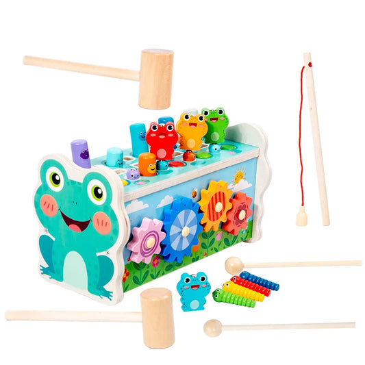 Jouet Montessori évolutif – Jeu éducatif grenouille multi-activités en bois