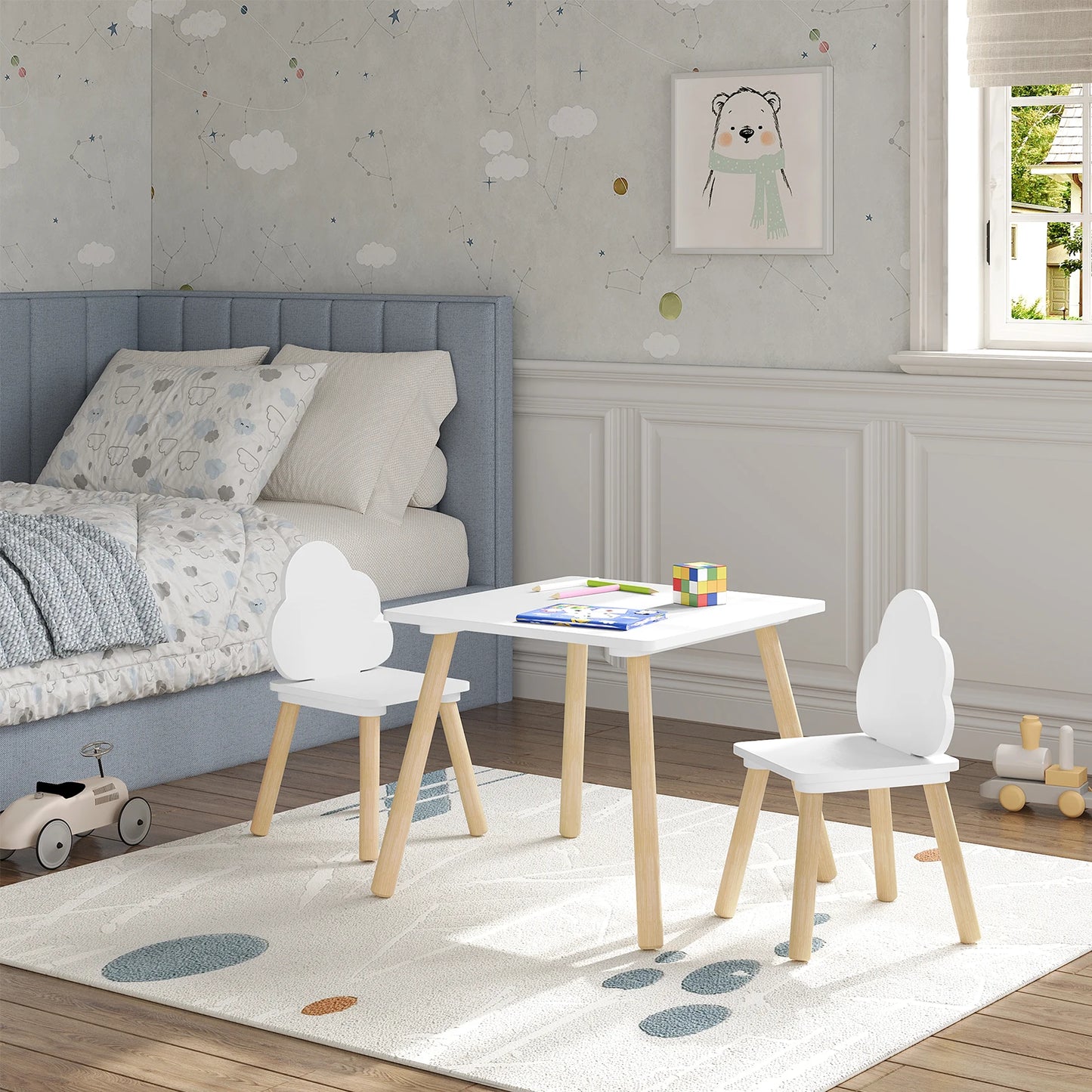 Table avec 2 Chaises Montessori en Bois – Ensemble d’Apprentissage et de Jeu