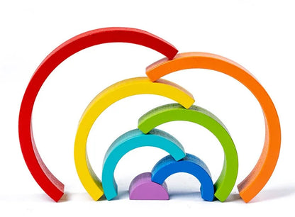 Arc-en-ciel Montessori en bois – Blocs d’empilement éducatifs