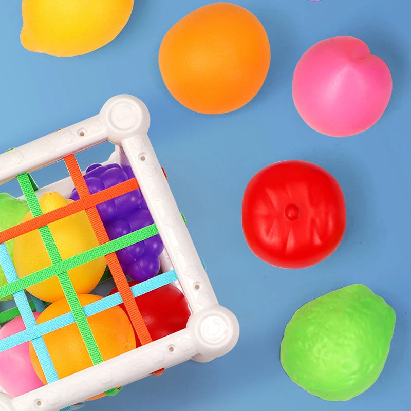 Jouet Montessori évolutif – Cube éducatif de fruits colorés pour éveil et motricité