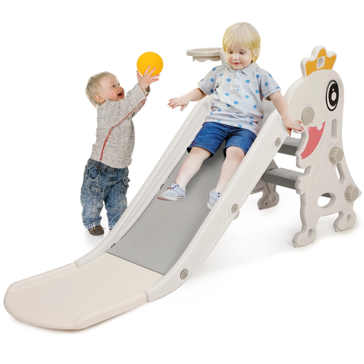 Toboggan 3-en-1 Montessori pour Enfant – Jeu Intérieur avec Panier de Basket et Escalade