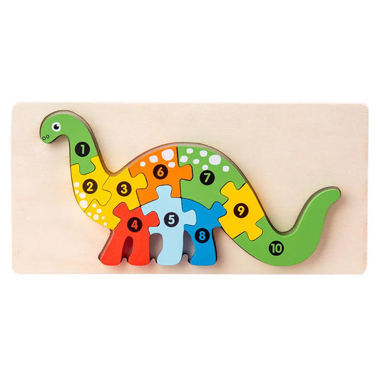 Puzzle éducatif en bois – Jeu Montessori évolutif animaux et dinosaures 3D