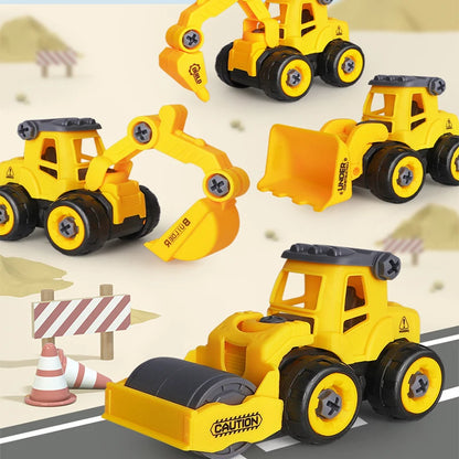 Set de Véhicules de Chantier Montessori – Camions & Engins à Monter et Démonter (8 pcs)