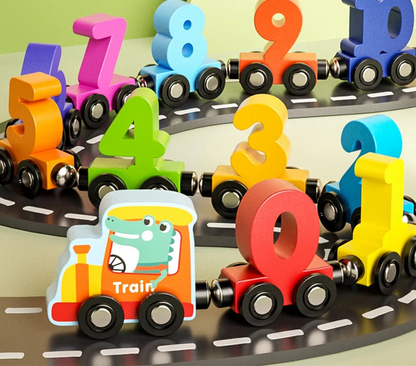 Train Magnétique en Bois Montessori – Apprentissage des Chiffres et Jeu Éducatif