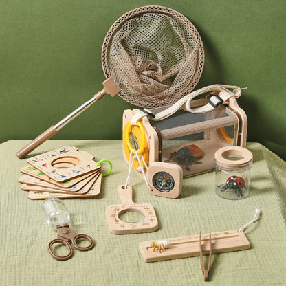 Kit d’exploration nature en bois – Jeu éducatif Montessori pour aventuriers en herbe