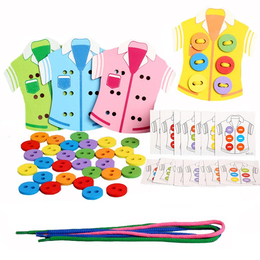 Jouet Montessori évolutif – Jeu éducatif d’habillage, boutons et laçage