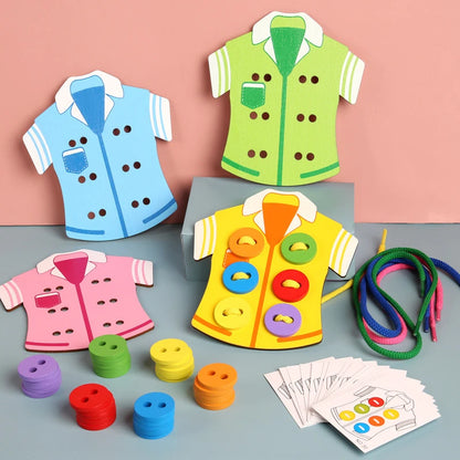 Jouet Montessori évolutif – Jeu éducatif d’habillage, boutons et laçage