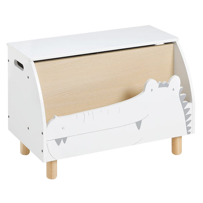 Coffre de Rangement Montessori avec Design Crocodile – Bibliothèque et Banc de Jouets pour Enfants