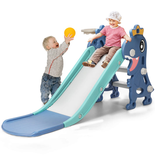 Toboggan 3-en-1 Montessori pour Enfant – Jeu Intérieur avec Panier de Basket et Escalade