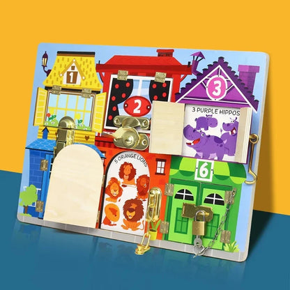 Tableau Montessori Serrures et Loquets – Busy Board Éducatif d’Éveil et de Motricité