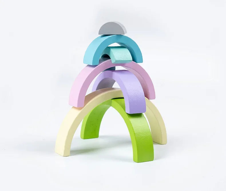 Arc-en-ciel Montessori en bois – Blocs d’empilement éducatifs