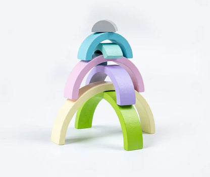 Arc-en-ciel Montessori en bois – Blocs d’empilement éducatifs