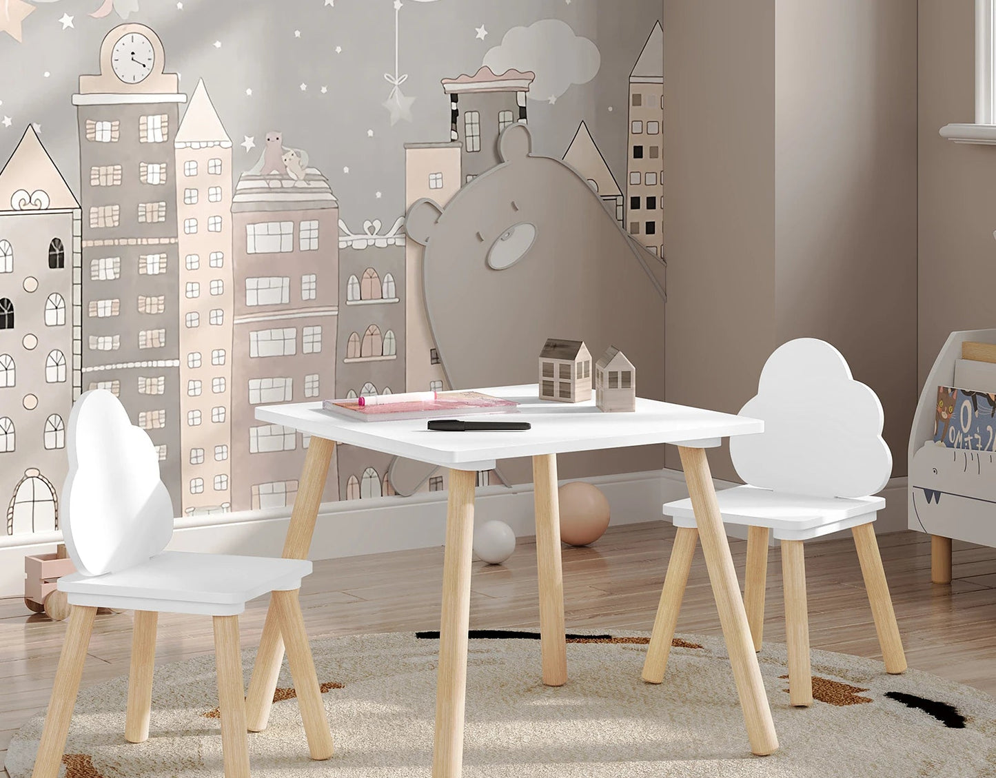 Table avec 2 Chaises Montessori en Bois – Ensemble d’Apprentissage et de Jeu