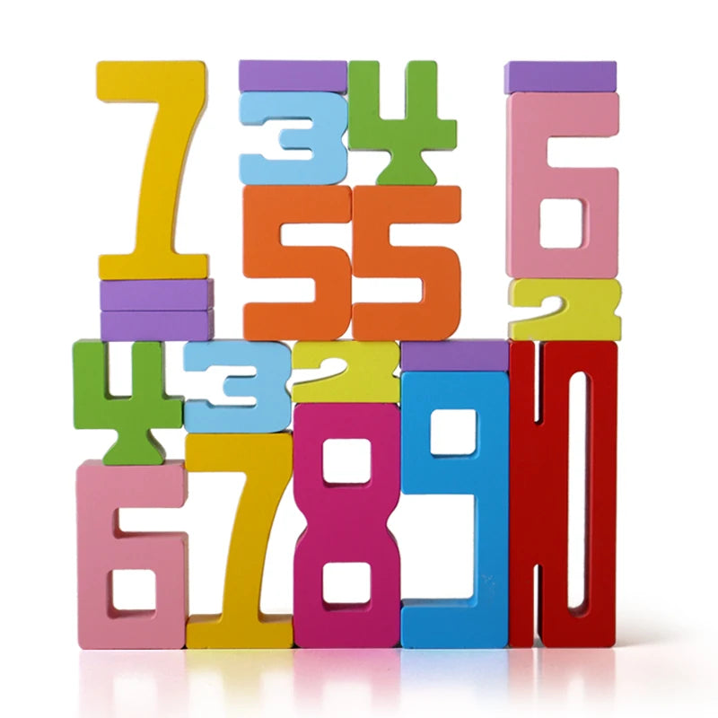Chiffres empilables en bois – Jeu éducatif Montessori évolutif