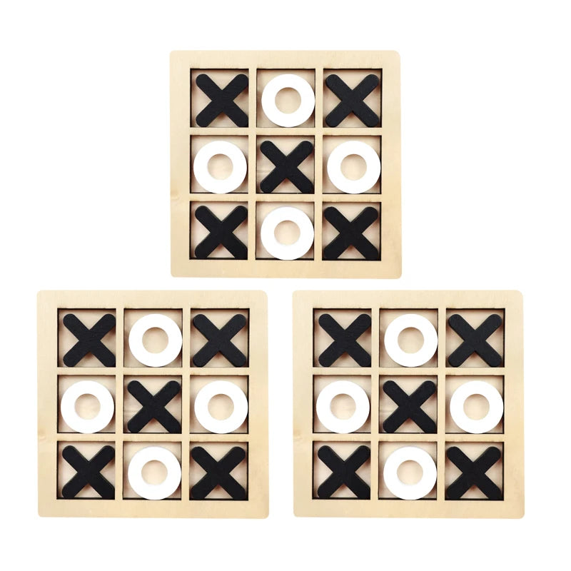 Jouet Montessori évolutif – Jeu de morpion en bois éducatif et puzzle logique