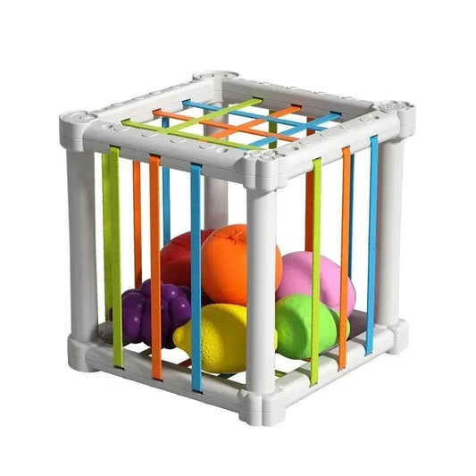 Jouet Montessori Évolutif – Cube d’Éveil Sensoriel et Tri de Formes