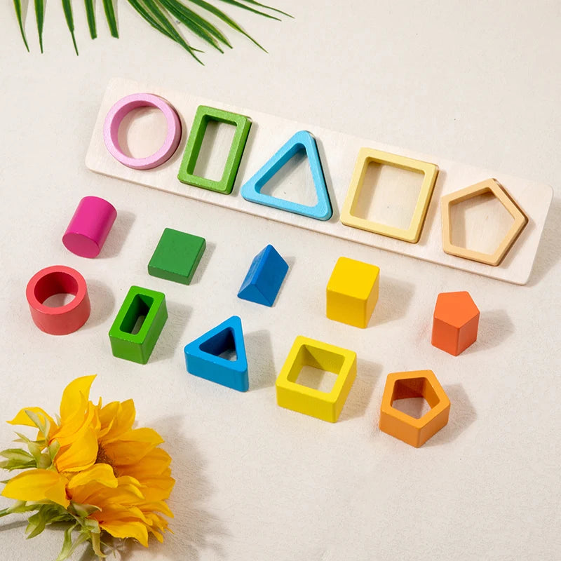 Formes géométriques en bois – Jeu éducatif Montessori évolutif
