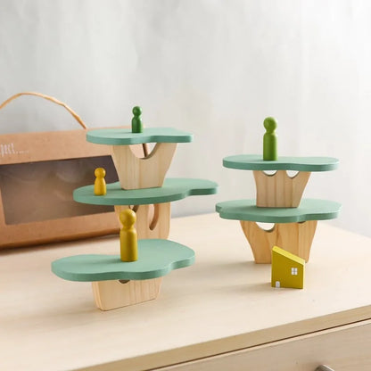 Jeu d’empilement en bois – Arbres Montessori évolutifs et jeu d’équilibre