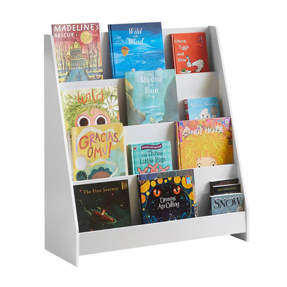 Bibliothèque Montessori en Bois – Étagère à Livres avec 4 Compartiments Sécurisés pour Enfants