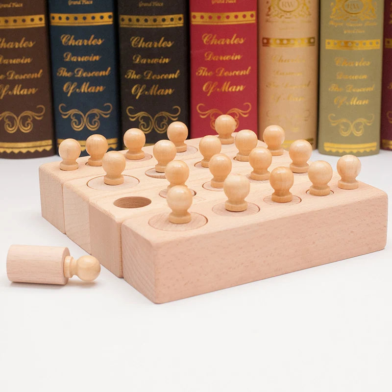 Jouet Montessori évolutif – Cylindres à encastrer en bois pour motricité et éveil sensoriel