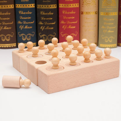 Jouet Montessori évolutif – Cylindres à encastrer en bois pour motricité et éveil sensoriel