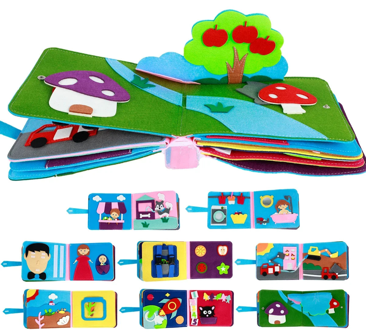 Jouet Montessori évolutif – Livre sensoriel en feutrine pour éveil éducatif