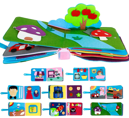 Jouet Montessori évolutif – Livre sensoriel en feutrine pour éveil éducatif