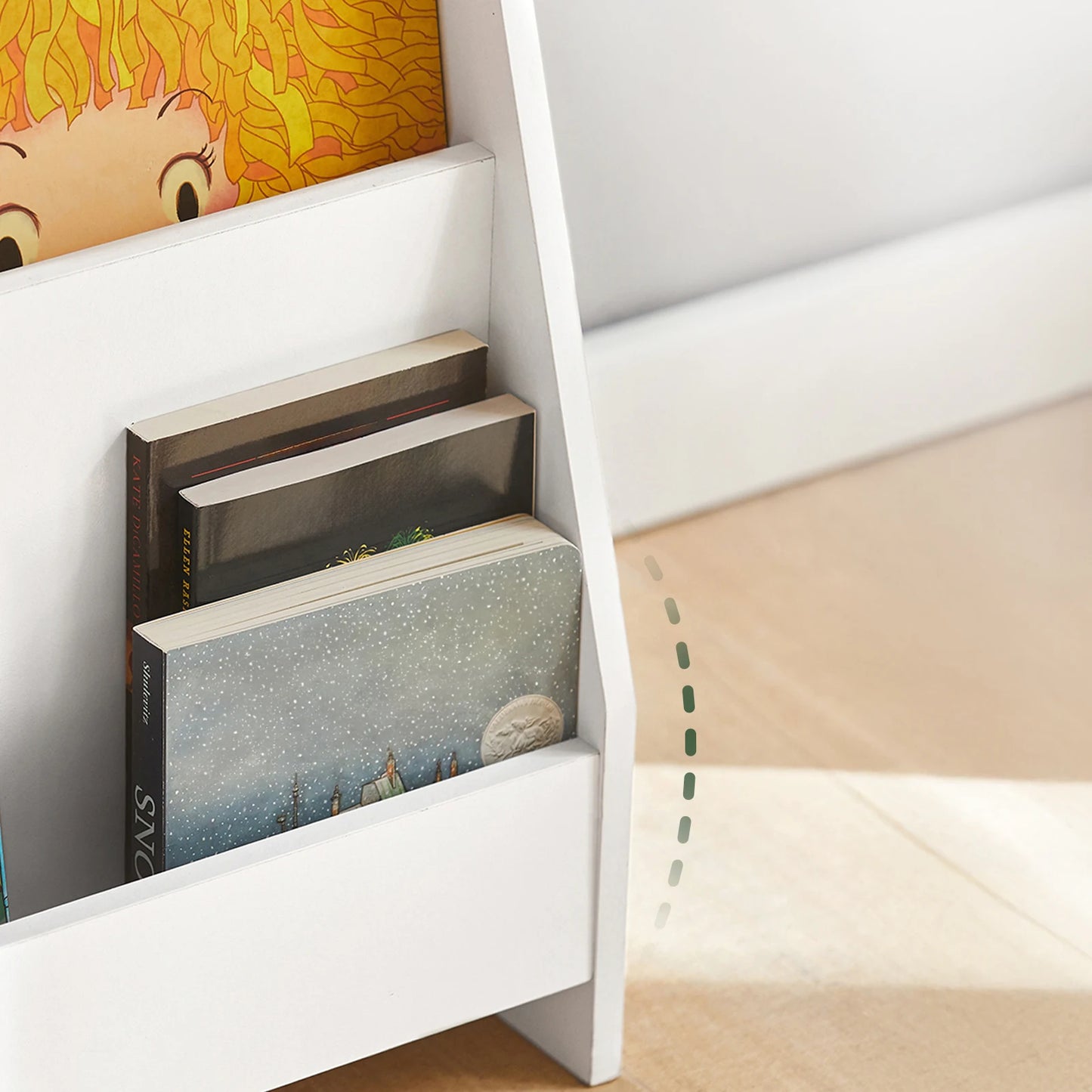 Bibliothèque Montessori en Bois – Étagère à Livres avec 4 Compartiments Sécurisés pour Enfants