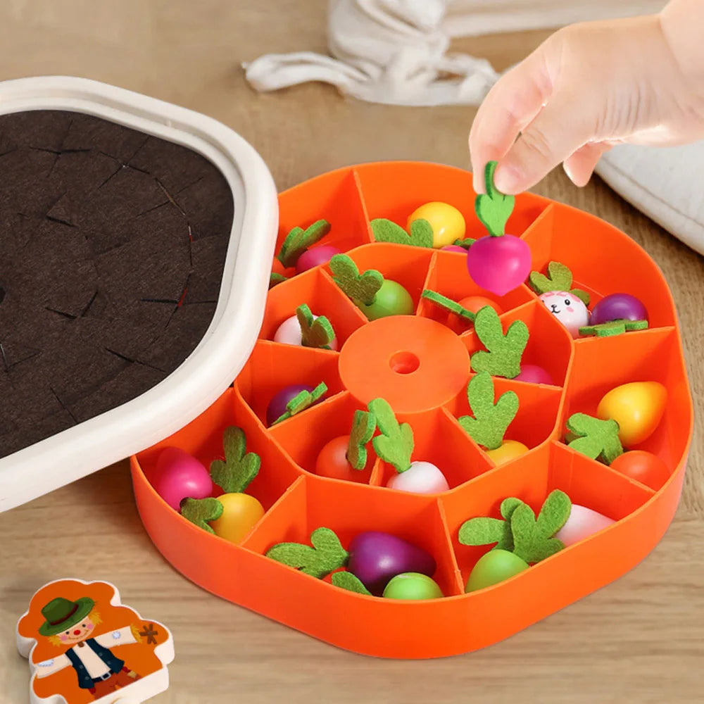 Jouet Montessori évolutif – Jeu éducatif de radis à tirer et tri des formes