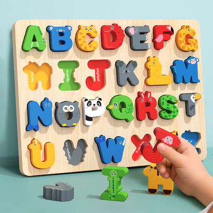 Puzzle alphabet et chiffres en bois – Jeu éducatif Montessori évolutif
