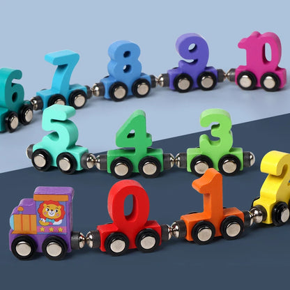 Train Magnétique en Bois Montessori – Apprentissage des Chiffres et Jeu Éducatif