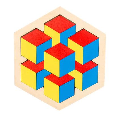 Jouet Montessori évolutif – Puzzle géométrique en bois 3D et jeu éducatif de formes