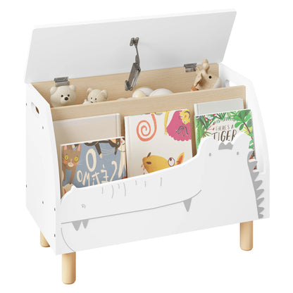 Coffre de Rangement Montessori avec Design Crocodile – Bibliothèque et Banc de Jouets pour Enfants