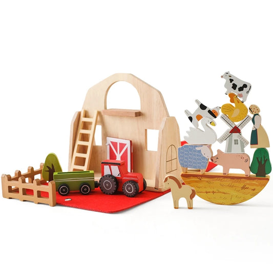 Ferme en bois éducative – Jeu Montessori évolutif avec animaux et accessoires