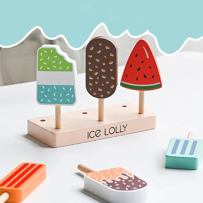 Stand de Crèmes Glacées en Bois Montessori – Jeu d’Imitation Marchand pour Enfants