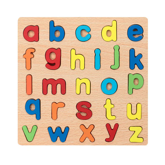Jouet Montessori évolutif – Puzzle en bois lettres, chiffres et formes colorées