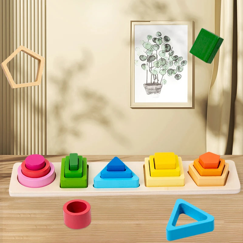 Formes géométriques en bois – Jeu éducatif Montessori évolutif
