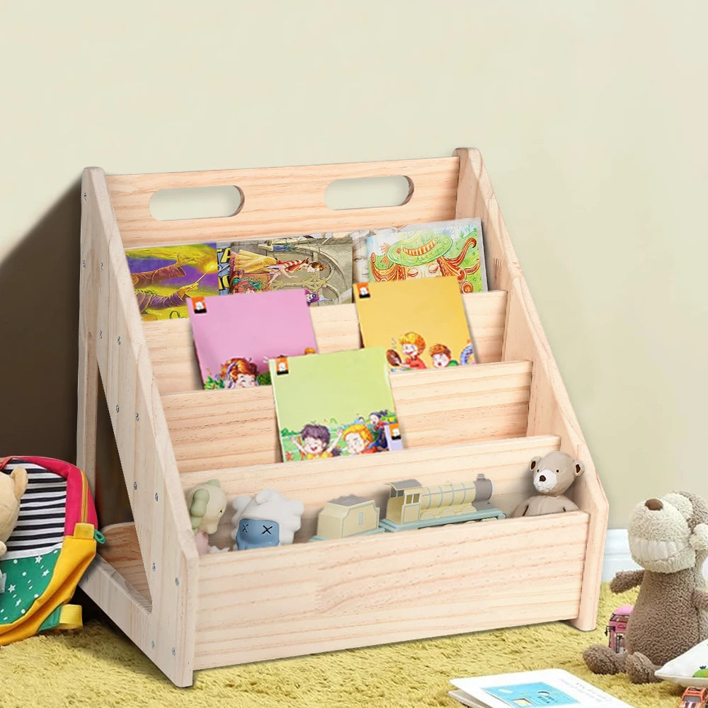 Bibliothèque Montessori en Bois avec Compartiments – Rangement Livres et Jouets pour Enfants